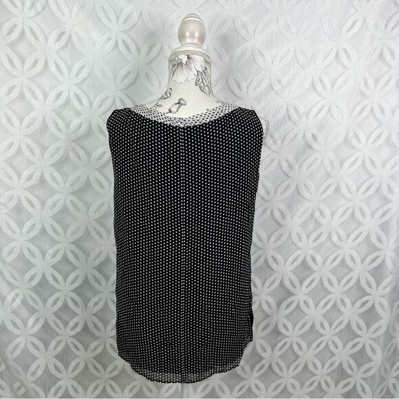 St. John Black Silk Sleeveless Polka Dot Top Blouse Size 6 - Picture 5 of 7